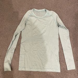 Lululemon light blue long sleeve running top.